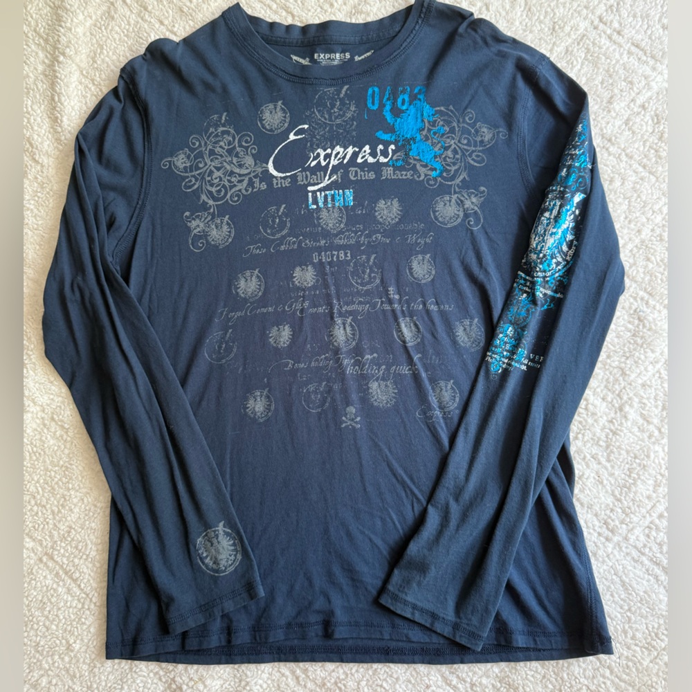 Express Kids Dark Blue Graphic Pants